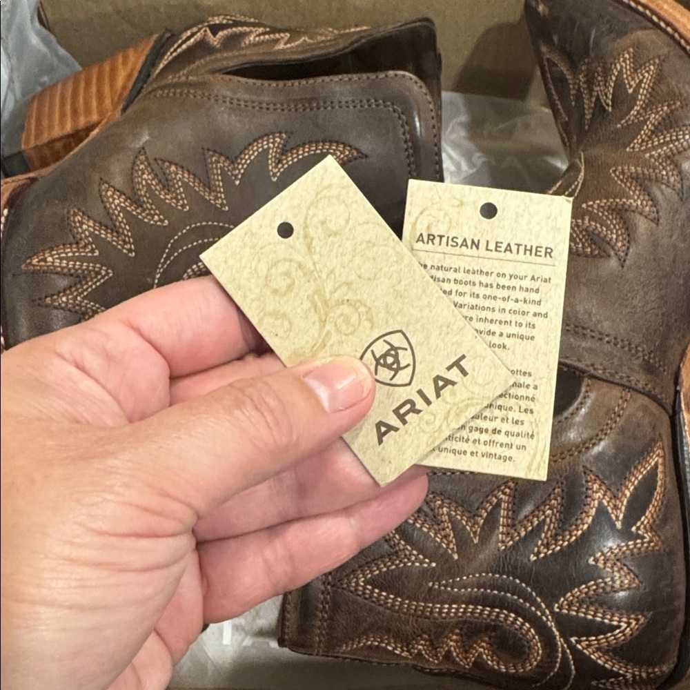 Ariat Dixon - Taupe Brown Leather Cutout Ankle Booties - Picture 4 of 8